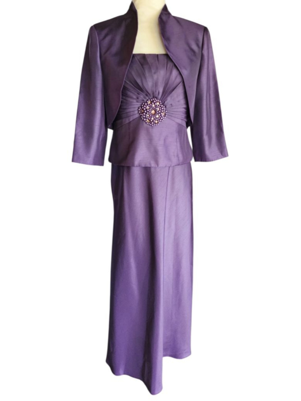 Jessica Howard Purple Formal Dress & Bolero Jacket Womens 6 Beaded Evening Gown